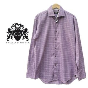 Circle of Gentlemen Purple Houndstooth print Men’s Button Up Shirt Size 42/16.5